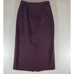 Laura Scott Womens Petite 8P Plum/Burgundy Midi SkirtClassic A-Line/Pencil Style